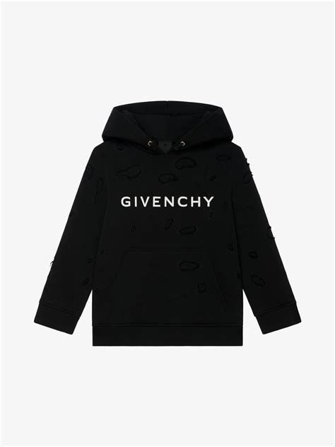 GIVENCHY hooded sweatshirt in partly destroyed fleece 